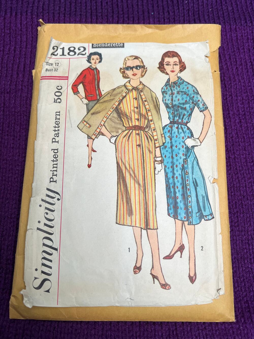 Simplicity 2182 Pattern shirt dress button front jacket size 12 bust 32
